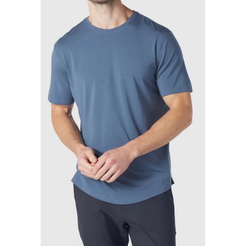 Jack Archer Mens Jetsetter Tee Slate Blue Curved Hem Modal Spandex T-Shirt M